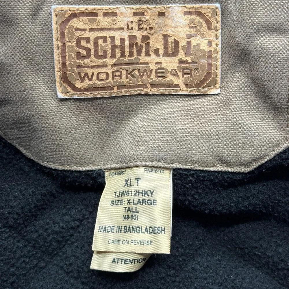 Schmidt Workwear Jacket Mens XLT‎ Brown Bomber Lined Insulated Pockets Canvas